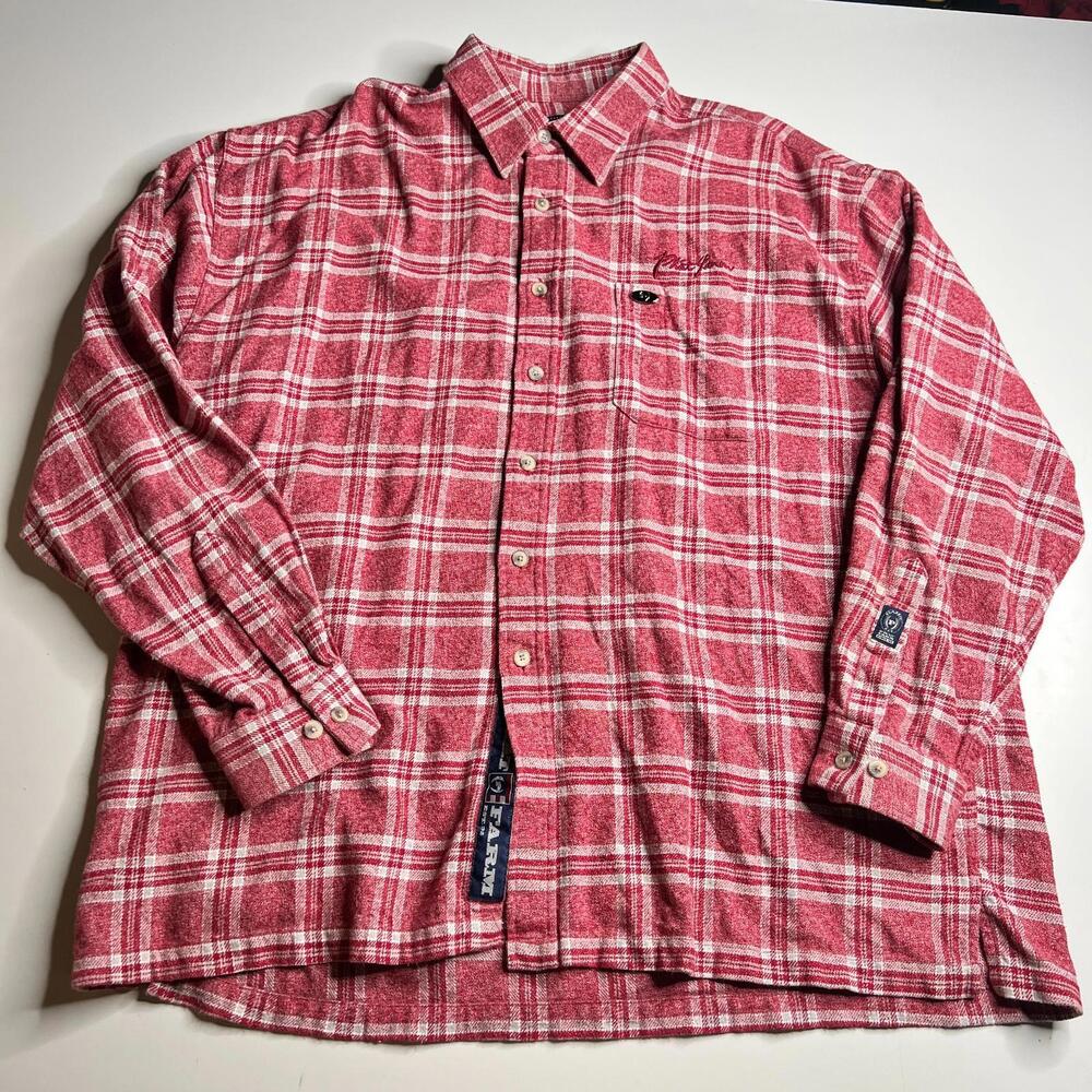 Phat Farm Red Plaid Button Up Shirt Mens XXL Y2K Hip Hop Streetwear